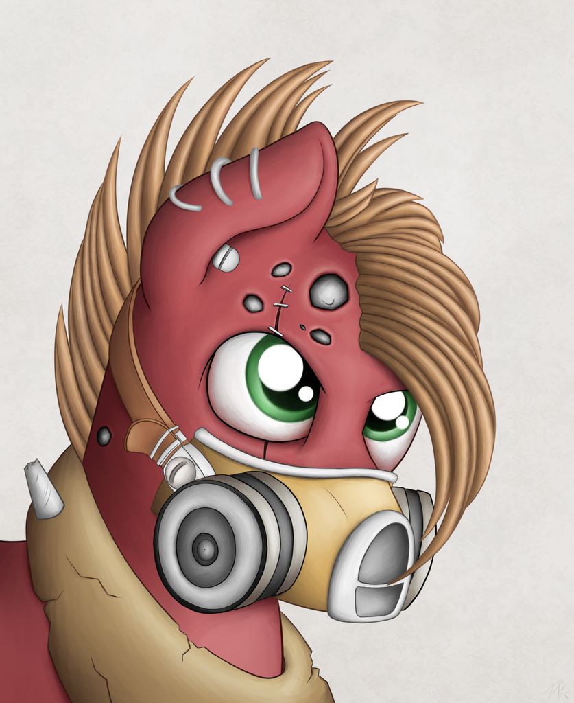 Artist Zirbronium Big Macintosh Borderlands Crossover Earth Pony Krieg Male Pony Portrait Psycho Respirator Safe Solo Stallion Derpibooru