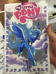 Size: 768x1024 | Tagged: safe, artist:tony fleecs, idw, princess luna, alicorn, pony, friendship is magic #7, g4, my little pony: friendship is magic (idw), female, irl, mare, photo, solo, traditional art