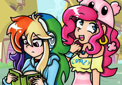 Size: 2000x1400 | Tagged: safe, artist:monnarcha, pinkie pie, rainbow dash, human, g4, duo, humanized