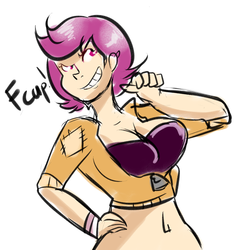 Size: 1314x1357 | Tagged: safe, artist:php52, scootaloo, human, g4, breasts, busty scootaloo, cleavage, female, humanized, solo