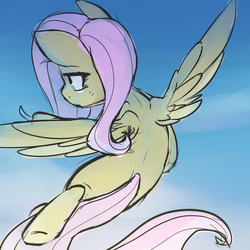 Size: 900x900 | Tagged: safe, artist:pegacornss, fluttershy, g4, female, gradient background, sky, solo