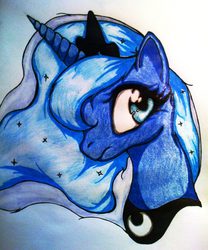 Size: 1445x1734 | Tagged: safe, artist:tomek2289, princess luna, g4, female, solo, traditional art