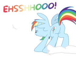 Size: 2048x1536 | Tagged: safe, artist:proponypal, rainbow dash, pegasus, pony, g4, butt, feather, female, mare, nostrils, plot, raised tail, simple background, sneezing, sneezing fetish, snot, solo, spit, spray, spread wings, transparent background, wings