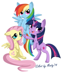 Size: 1000x1164 | Tagged: safe, artist:montyth, fluttershy, rainbow dash, twilight sparkle, g4