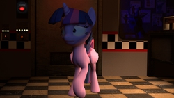 Size: 1366x768 | Tagged: safe, artist:fezwearingdoctor, discord, twilight sparkle, alicorn, pony, g4, 3d, female, five nights at freddy's, gmod, mare, twilight sparkle (alicorn), when you see it