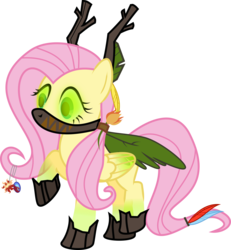 Size: 3000x3241 | Tagged: safe, artist:ruinedomega, fluttershy, pegasus, pony, g4, alternate universe, female, high res, mare, ponyscape, possessed, simple background, solo, transparent background, vector