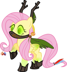 Size: 3000x3241 | Tagged: safe, artist:ruinedomega, fluttershy, pegasus, pony, g4, alternate universe, equestria divided (ruinedomega), female, high res, mare, ponyscape, possessed, simple background, solo, story in the source, transparent background, vector