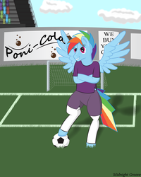 Size: 4000x5000 | Tagged: safe, artist:midnight groove, rainbow dash, semi-anthro, g4, absurd resolution, clothes, football, rainbow blitz, rule 63, socks