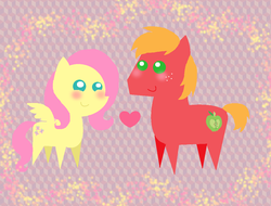 Size: 1056x804 | Tagged: safe, artist:purfectprincessgirl, big macintosh, fluttershy, earth pony, pony, g4, heart, male, pointy ponies, ship:fluttermac, shipping, stallion, straight