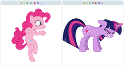 Size: 512x272 | Tagged: safe, artist:archive-alicorn, pinkie pie, twilight sparkle, derpibooru, g4, exploitable meme, juxtaposition, juxtaposition win, meme, meta, this will end in tears