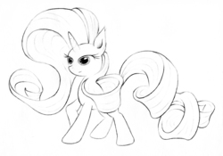 Size: 3399x2376 | Tagged: safe, artist:gezawatt, rarity, pony, unicorn, g4, black and white, cute, ear fluff, female, grayscale, handsome, high res, impossibly long hair, impossibly long tail, long hair, long mane, long tail, monochrome, pencil drawing, solo, traditional art