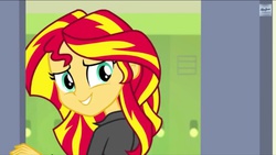 Size: 1136x640 | Tagged: safe, screencap, sunset shimmer, equestria girls, g4, my little pony equestria girls: rainbow rocks, cute, female, shimmerbetes, smiling, solo, when she smiles