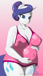 Size: 1080x1920 | Tagged: safe, artist:dekomaru, rarity, anthro, g4, breasts, busty rarity, clothes, female, nightgown, pregnant, solo
