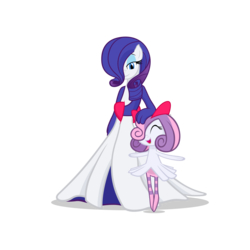 Size: 3500x3500 | Tagged: safe, artist:navitaserussirus, rarity, sweetie belle, gardevoir, kirlia, g4, crossover, cute, diasweetes, high res, pokémon, sisters