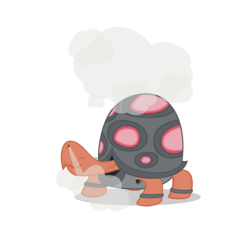 Size: 1750x1750 | Tagged: dead source, safe, artist:navitaserussirus, tank, torkoal, tortoise, g4, crossover, eyes closed, male, pet, pokefied, pokémon, simple background, solo, species swap, steam, transparent background