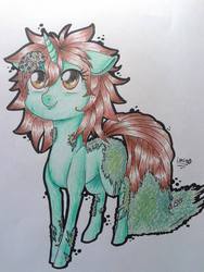 Size: 720x960 | Tagged: safe, artist:lostthekiller, oc, oc only, oc:moss, pony, unicorn, chibi, moss, solo, standing