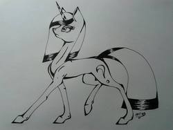 Size: 960x720 | Tagged: safe, artist:lostthekiller, oc, oc only, oc:lost, pony, unicorn, ink, sketch, skinny, solo, standing, thin, traditional art