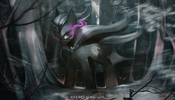 Size: 1024x585 | Tagged: safe, artist:foxinshadow, oc, oc only, oc:salix, pony, unicorn, forest, glowing eyes, solo