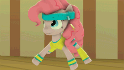 Size: 900x506 | Tagged: safe, pinkie pie, g4, 3d, animated, cartoon physics, female, headband, pinkie being pinkie, pinkie physics, solo, source filmmaker, wat, workout outfit