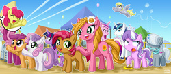 Size: 1500x656 | Tagged: safe, artist:uotapo, idw, apple bloom, babs seed, cheerilee, derpy hooves, diamond tiara, princess cadance, scootaloo, shining armor, silver spoon, spike, sunflower (g4), sweetie belle, twilight sparkle, zecora, alicorn, earth pony, pegasus, pony, unicorn, zebra, g4, spoiler:comic, spoiler:comicff9, adorababs, annoyed, butt, cute, cutie mark crusaders, dozing upright like horses do, eyes closed, female, filly, foal, male, mare, open mouth, plot, scene interpretation, sleeping, smiling, stallion, stomping, twilight sparkle (alicorn), waving, zzz