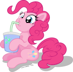 Size: 4000x3967 | Tagged: safe, artist:atmospark, artist:latecustomer, pinkie pie, g4, drink, drinking, female, simple background, soda, solo, transparent background, vector