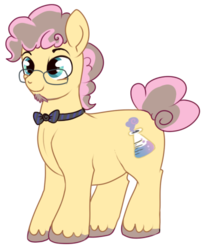 Size: 410x500 | Tagged: safe, artist:lulubell, oc, oc only, oc:party popper, earth pony, pony, bowtie, curly hair, male, next generation, offspring, parent:cheese sandwich, parent:pinkie pie, parents:cheesepie, simple background, solo, transparent background
