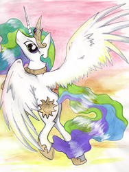 Size: 1433x1904 | Tagged: safe, artist:visoris, princess celestia, g4, female, solo, traditional art