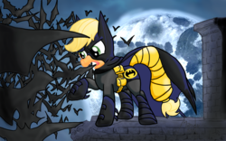 Size: 1280x800 | Tagged: safe, artist:mandy1412, applejack, bat, g4, batman, batmare