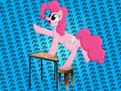 Size: 1024x765 | Tagged: safe, artist:mandy1412, pinkie pie, g4, classroom, desk, stool