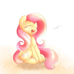 Size: 1400x1400 | Tagged: safe, artist:kyodashiro, fluttershy, pegasus, pony, g4, cute, eyes closed, female, mare, open mouth, shyabetes, solo