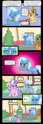 Size: 640x1830 | Tagged: safe, artist:ficficponyfic, diamond tiara, silver spoon, sunset shimmer, trixie, pony, g4, comic, elements of harmony