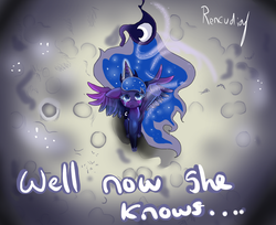 Size: 1256x1025 | Tagged: safe, artist:rencudia, princess luna, g4, crying, female, frozen (movie), looking up, moon, quote, reference, sad, solo