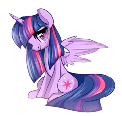 Size: 827x788 | Tagged: dead source, safe, artist:suzuii, twilight sparkle, alicorn, pony, g4, female, mare, simple background, sitting, smiling, solo, transparent background, twilight sparkle (alicorn)
