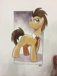 Size: 768x1024 | Tagged: safe, artist:tony fleecs, doctor whooves, time turner, g4, male, necktie, solo, traditional art