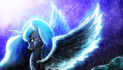 Size: 3500x2000 | Tagged: safe, artist:fearyzy, princess luna, g4, female, high res, solo, space