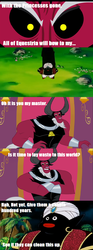 Size: 640x1719 | Tagged: safe, lord tirek, g4, dragon ball, dragonball z abridged, exploitable meme, meme, mr. popo, scorpan's necklace, tirek vs everyone meme