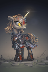 Size: 600x900 | Tagged: safe, artist:assasinmonkey, oc, oc only, pony, unicorn, first contact war, armor, face paint, solo