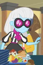 Size: 383x582 | Tagged: safe, screencap, photo finish, equestria girls, g4, female, over eating, solo