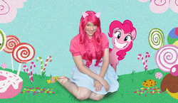 Size: 799x465 | Tagged: safe, artist:teller91, pinkie pie, human, g4, barefoot, cosplay, feet, irl, irl human, photo