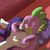 Size: 1280x1280 | Tagged: safe, artist:imsokyo, rarity, spike, daily sleeping spike, g4, cuddling, cute, eyes closed, female, male, middle finger, ship:sparity, shipping, sleeping, snuggling, spikelove, straight, tumblr