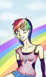 Size: 733x1224 | Tagged: safe, artist:lil-apple-guy, rainbow dash, human, g4, humanized