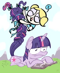 Size: 1089x1316 | Tagged: artist needed, safe, twilight sparkle, pony, unicorn, g4, braiding, bubbles (powerpuff girls), crossover, hungarian, tara strong, the powerpuff girls, unicorn twilight, voice actor joke