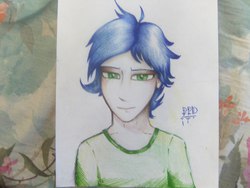 Size: 2560x1920 | Tagged: safe, artist:rrd-artist, oc, oc only, human, clothes, green eyes, humanized, solo, t-shirt