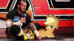 Size: 686x384 | Tagged: safe, applejack, g4, cm punk, meme, pipe bomb, wwe