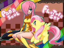 Size: 2000x1500 | Tagged: safe, artist:kanyi, fluttershy, g4, crossover, palette swap, parasoul, pixiv, skullgirls