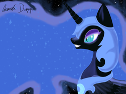 Size: 2048x1536 | Tagged: safe, artist:exiowolf, nightmare moon, g4, female, grin, sharp teeth, solo