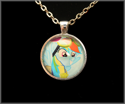 Size: 2839x2349 | Tagged: safe, artist:primmrose, rainbow dash, g4, wonderbolts academy, clothes, craft, customized toy, grin, high res, irl, pendant, photo, smiling, solo, uniform, wonderbolt trainee uniform