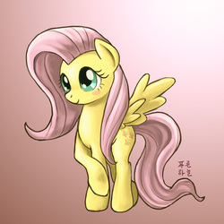 Size: 1842x1842 | Tagged: safe, artist:mrs1989, fluttershy, g4, blushing, cute, female, simple background, smiling, solo