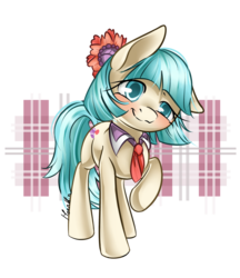 Size: 776x900 | Tagged: safe, artist:moenkin, coco pommel, g4, blushing, female, head tilt, raised hoof, simple background, smiling, solo, transparent background