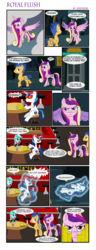 Size: 1000x2598 | Tagged: safe, artist:icesticker, flash sentry, princess cadance, shining armor, g4, bar, bits, comic, magic, poker, sunglasses